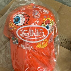 Nwt VON DUTCH USA authentic genuine baseball trucker hat orange keep an eye out